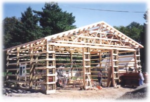 Post-Frame Building during Construction